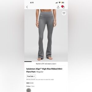 Lululemon High-Rise Ribbed Mini-Flare Pants - Slate